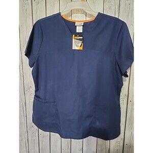 Scrubstar Scrub Top Unisex XL Navy Blue Indigo Double Pocket V Neck New
